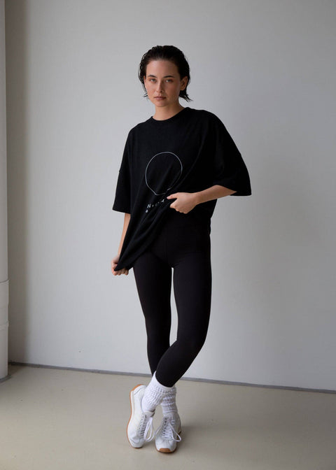 Disconnect to Reconnect Full Circle T-Shirt- Onyx Black: XS
