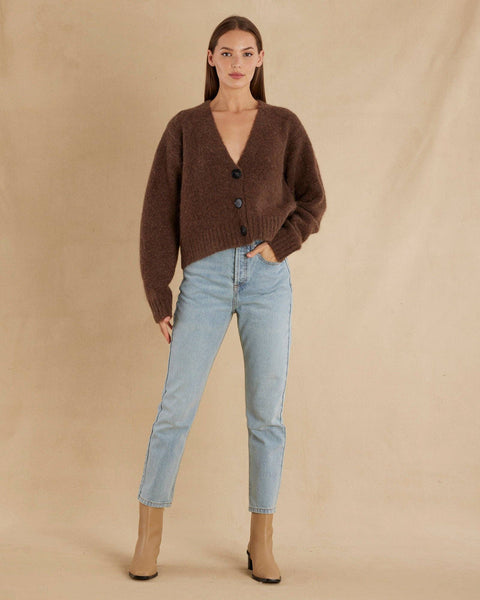 Elea Cropped Alpaca Cardigan - Cocoa: Cocoa / 2