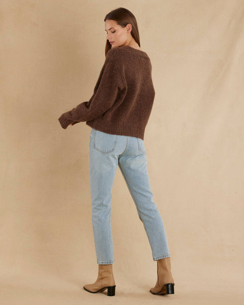 Elea Cropped Alpaca Cardigan - Cocoa: Cocoa / 2