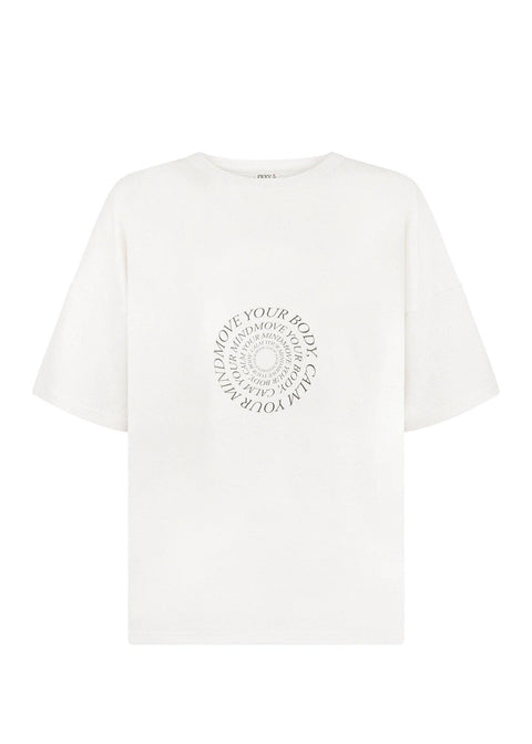 Oversized Hemp Circular Print T-Shirt - Raw/Dark Brown: M