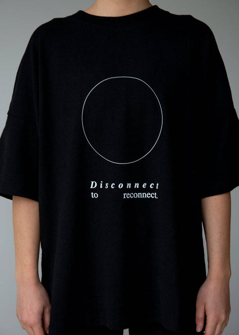 Disconnect to Reconnect Full Circle T-Shirt- Onyx Black: XS