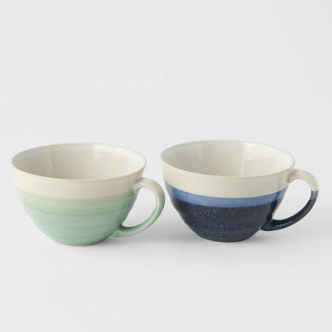 Blue White Mint Mug Set of 2 380ml