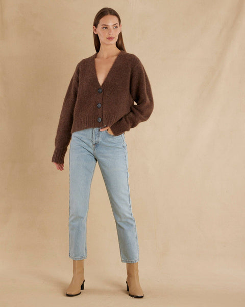 Elea Cropped Alpaca Cardigan - Cocoa: Cocoa / 2