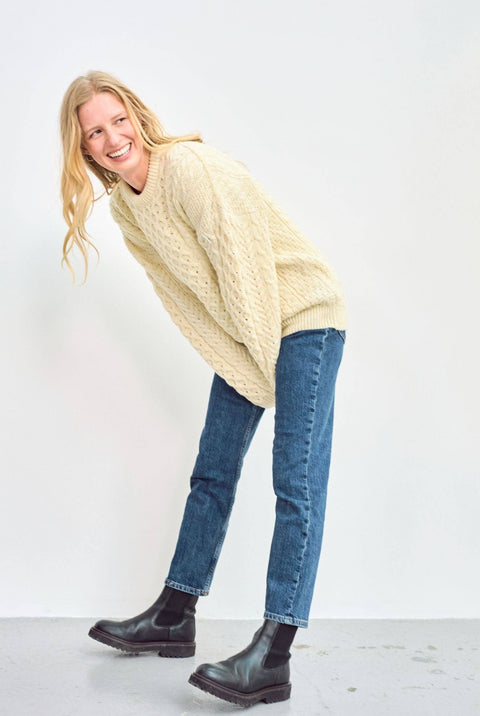 Inishbofin Ladies Traditional Aran Sweater - Cream: S