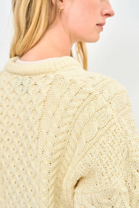 Inishbofin Ladies Traditional Aran Sweater - Cream: S