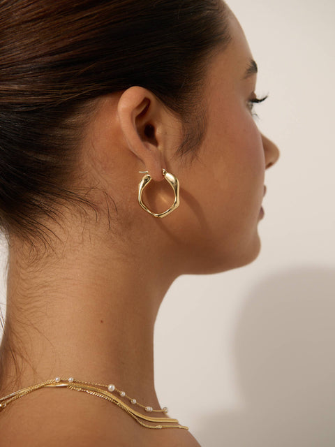 Wavy 18K Gold Plated Earrings