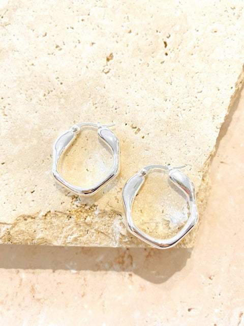 Wavy Silver Plated Earrings