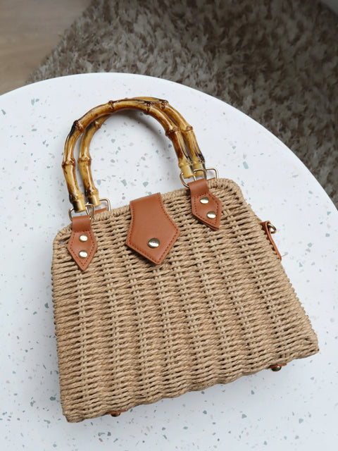 Majorca Bamboo Handle Straw Bag