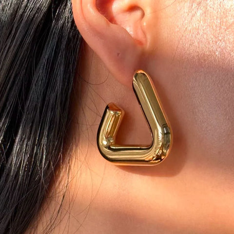 Love Her Hallie Triangle Stud Hoop - Gold