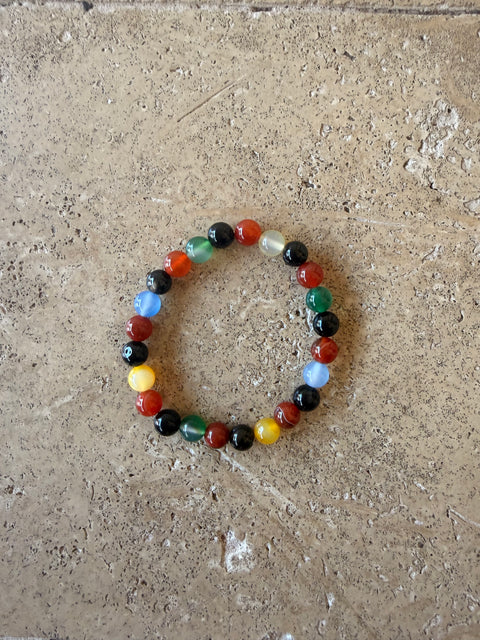Crystal Bead Bracelet MIXED AGATE 8mm