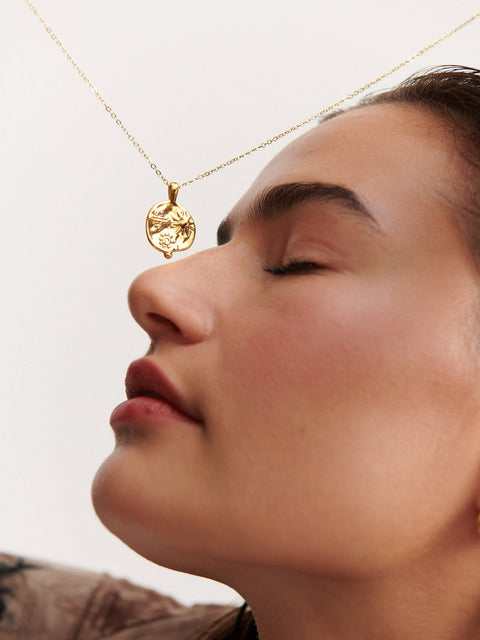 Ocean Coin Charm Necklace Gold