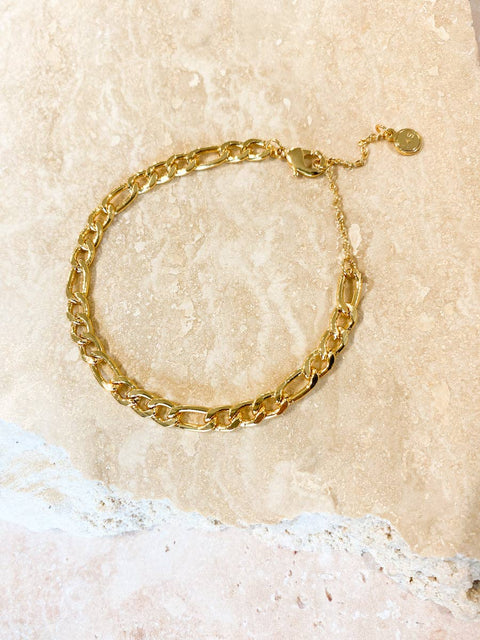 Figaro Chain Gold Plated Bracelet