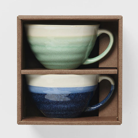 Blue White Mint Mug Set of 2 380ml