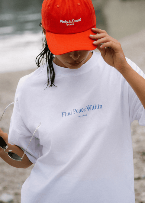 Find Peace Within T-Shirt- White/Blue: M