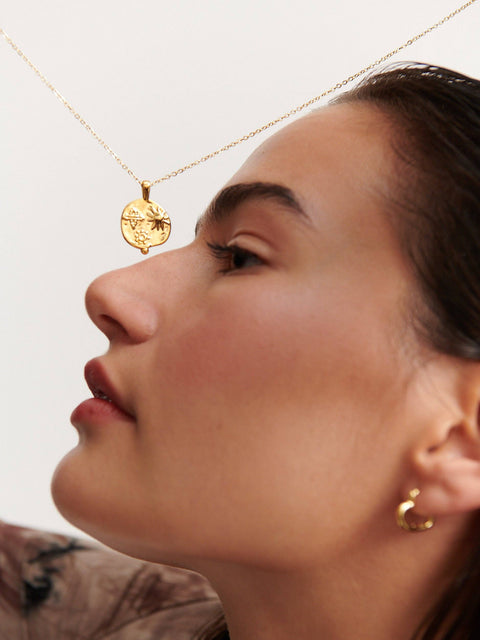 Ocean Coin Charm Necklace Gold