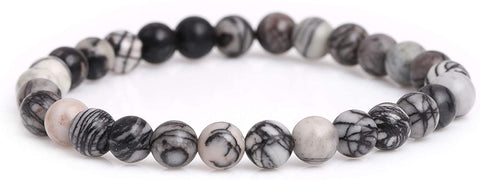 Crystal Bead Bracelet BLACK WEB JASPER