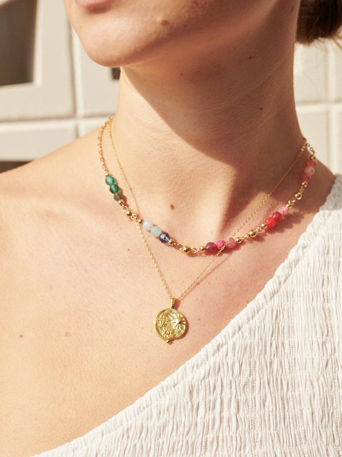Ocean Coin Charm Necklace Gold