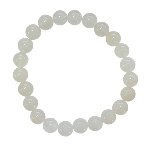 Crystal Bead Bracelet WHITE ONYX 8mm